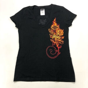 HARLEY-DAVIDSON black fire rose brand Authentic womens tee Small